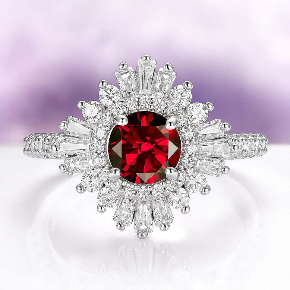 Joelle Vintage Natural Red Garnet Ring in Sterling Silver