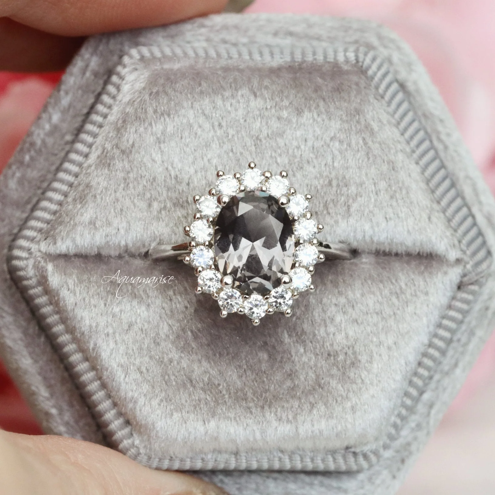Diana Simulated Gray Diamond Ring in Sterling Silver - Image 2