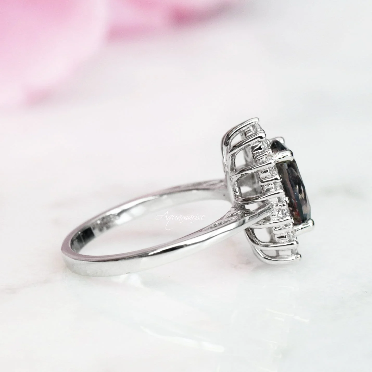 Diana Simulated Gray Diamond Ring in Sterling Silver - Image 4