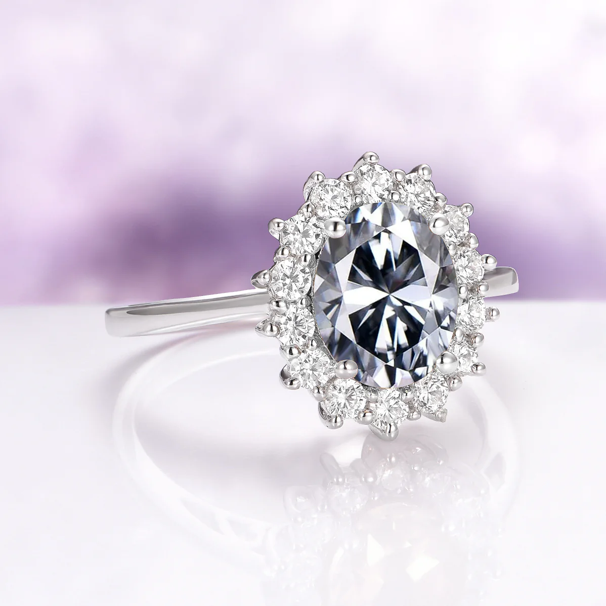 Diana Simulated Gray Diamond Ring in Sterling Silver - Image 5