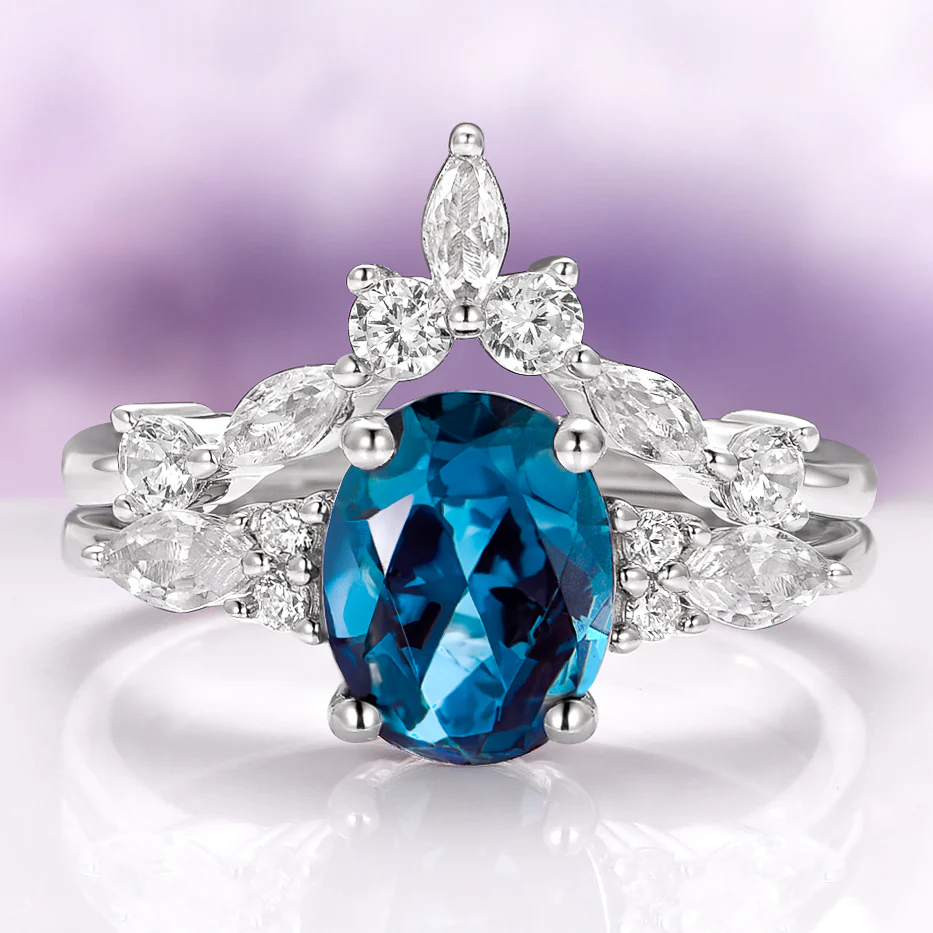 Evelyn Natural London Blue Topaz Ring Set in Sterling Silver