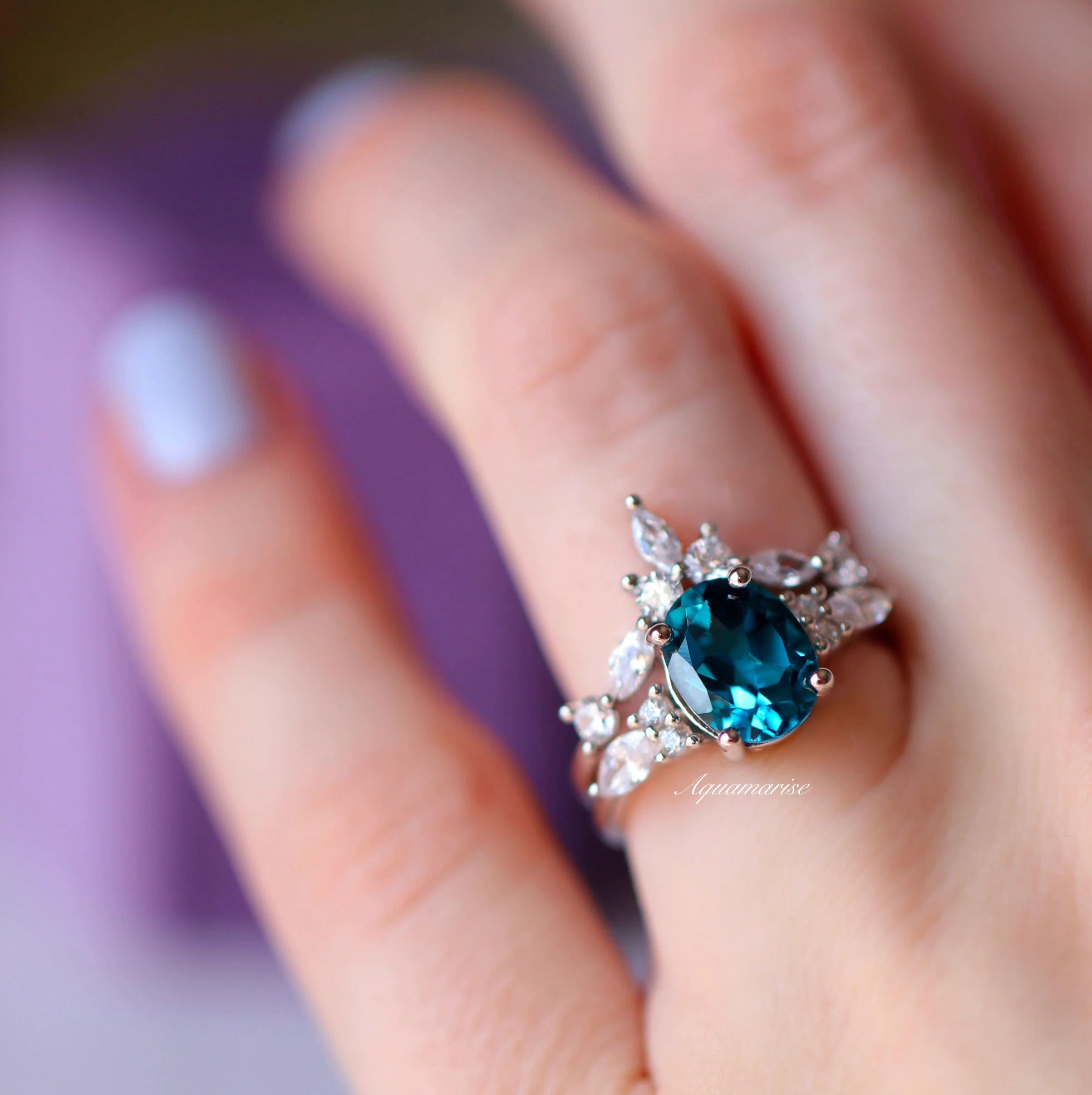 Evelyn Natural London Blue Topaz Ring Set in Sterling Silver - Image 3