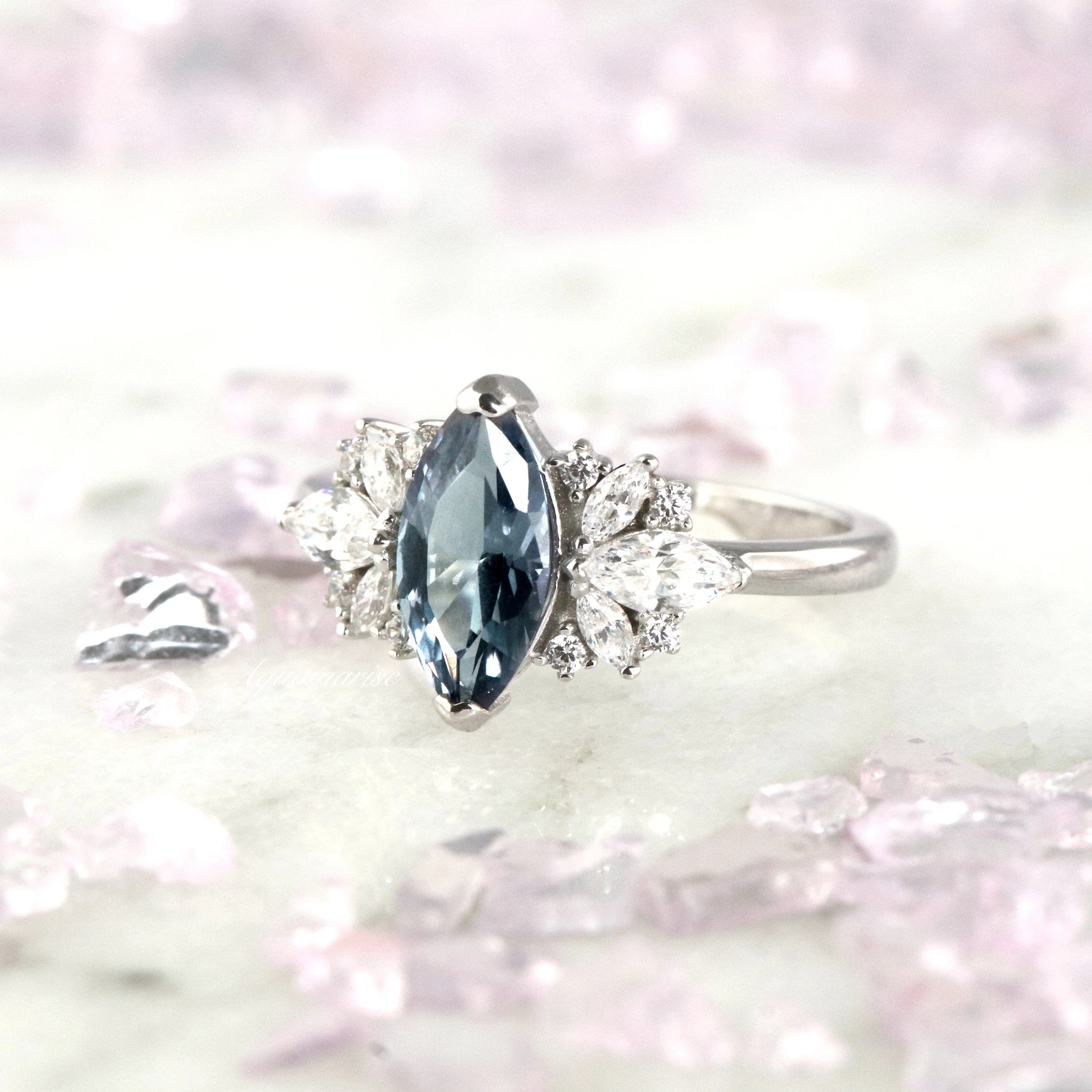 Adeline Marquise Cut Alexandrite Ring in Sterling Silver - Image 3