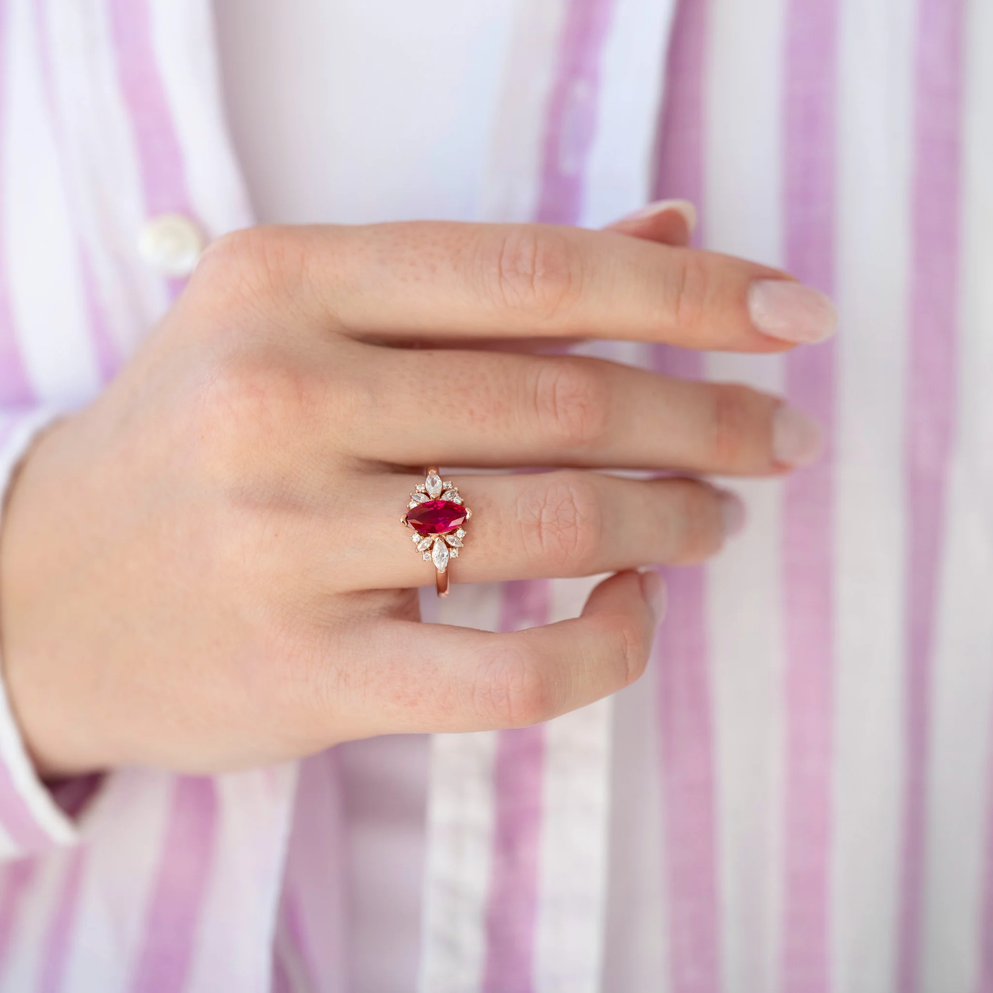 Adeline Ruby Ring- 14K Rose Gold Vermeil - Image 3