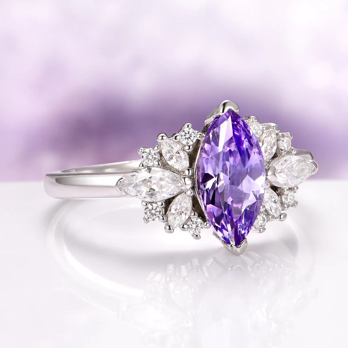 Adeline Marquise Cut Tanzanite Ring in Sterling Silver - Image 5