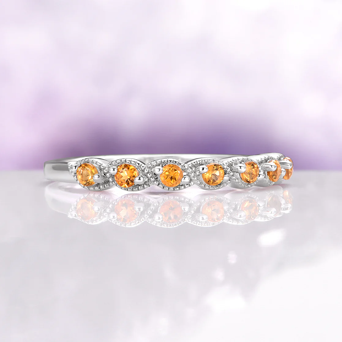 Vintage Natural Citrine Band in Sterling Silver - Image 4