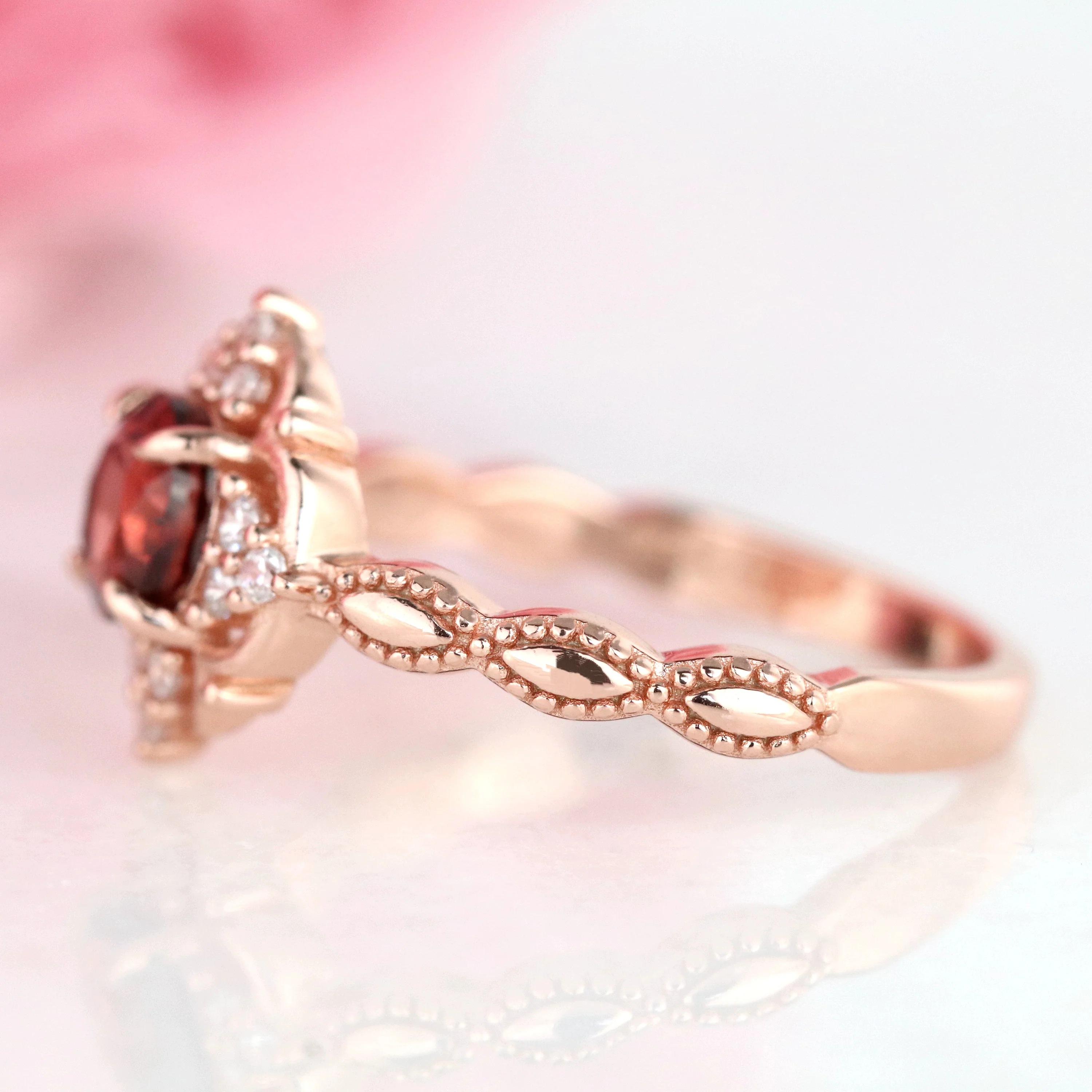 Garnet Ring- 14K Rose Gold Vermeil - Image 5