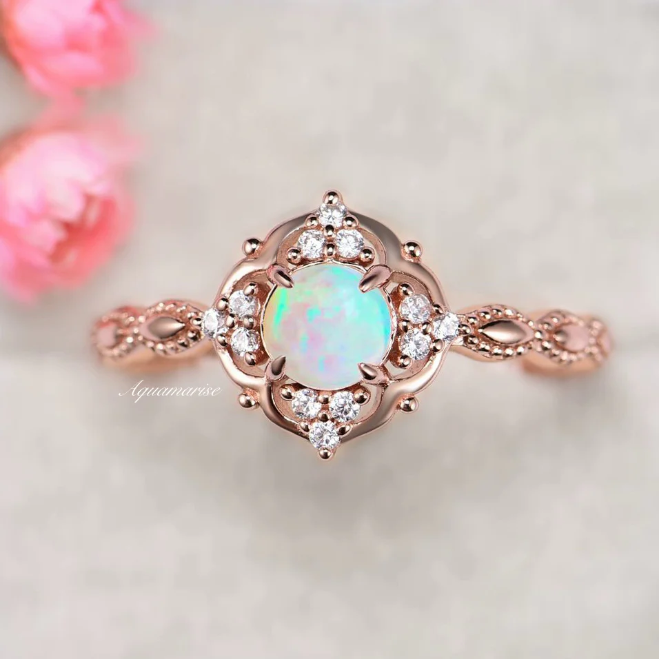Natural Australian Opal Ring in 14K Rose Gold Vermeil - Image 4