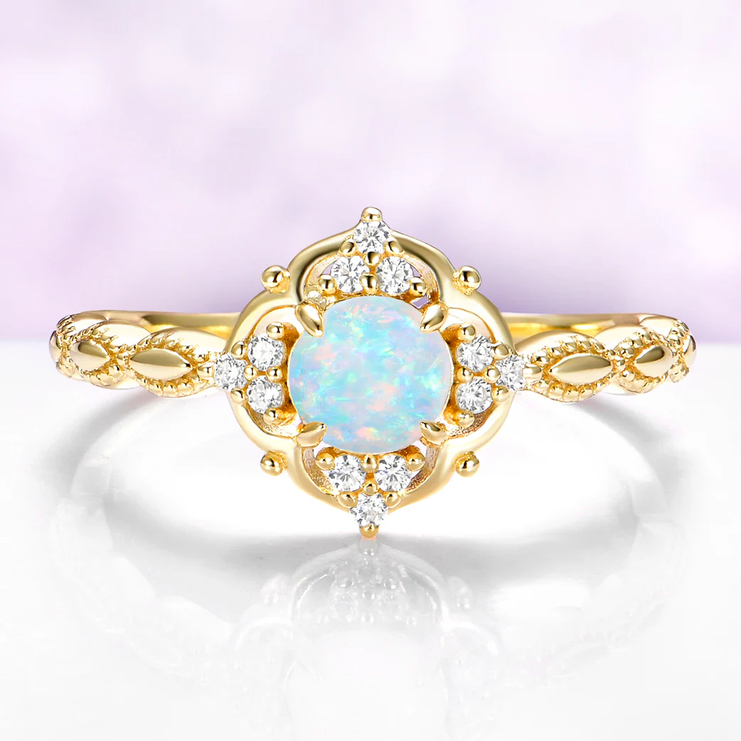 Australian Opal Ring-14K Yellow Gold Vermeil