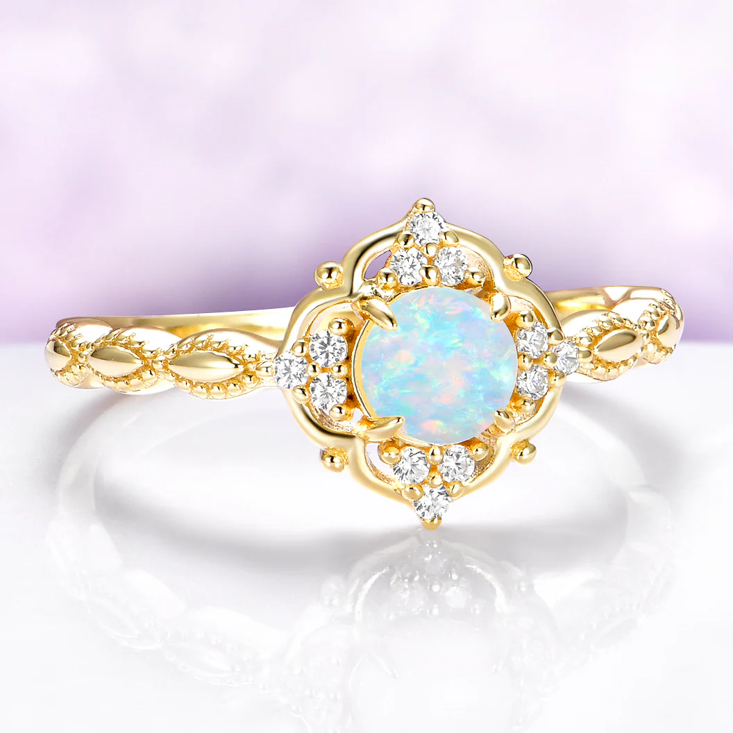 Australian Opal Ring-14K Yellow Gold Vermeil - Image 4