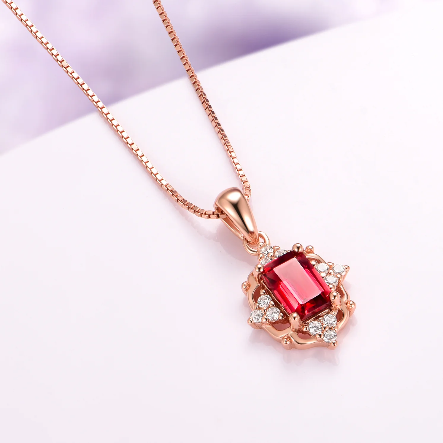 Vintage Natural Red Garnet Necklace in 14K Rose Gold Vermeil - Image 4