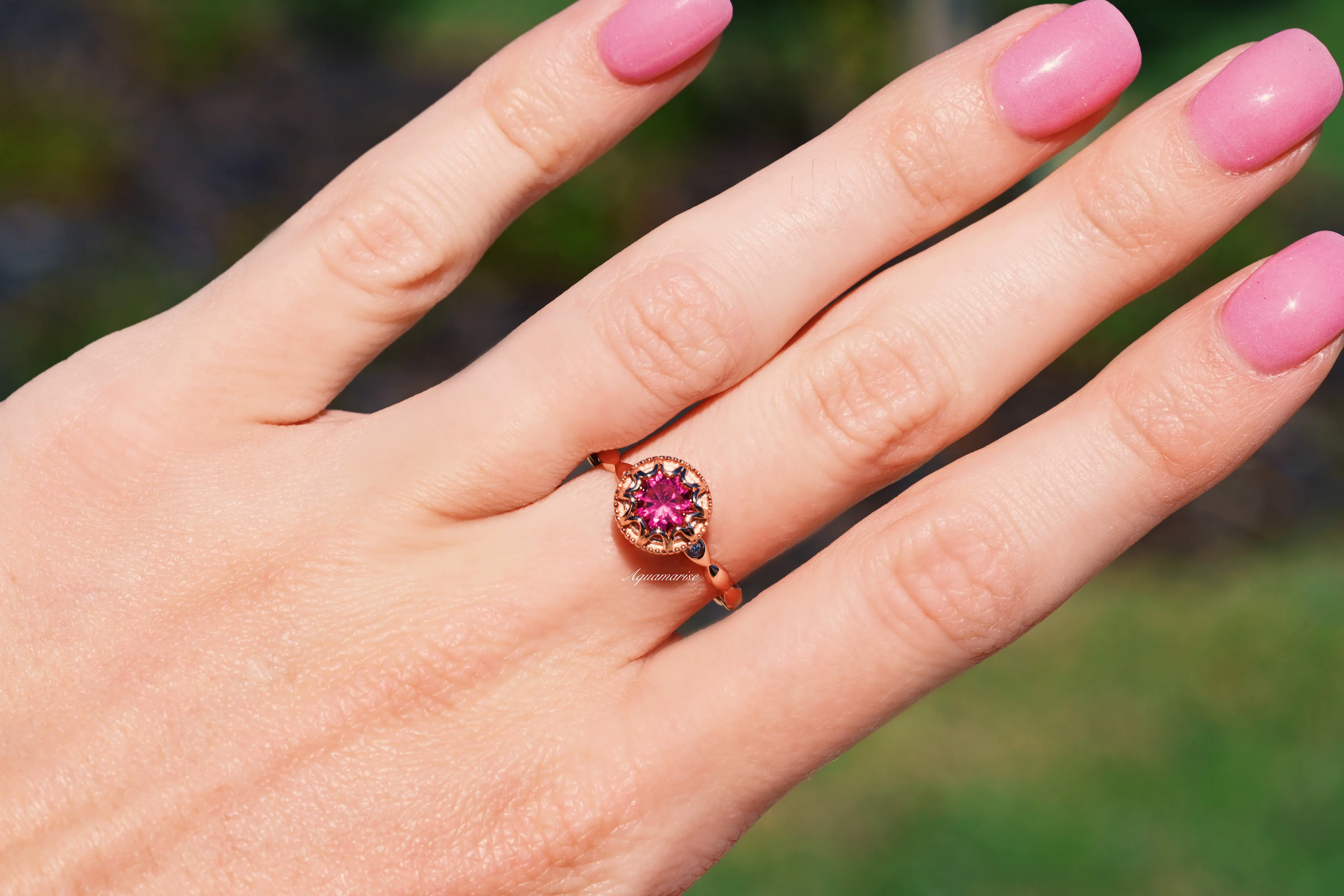 Vintage Ruby Ring in 14K Rose Gold Vermeil - Image 4