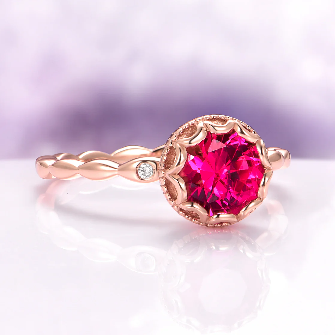 Vintage Ruby Ring in 14K Rose Gold Vermeil - Image 7