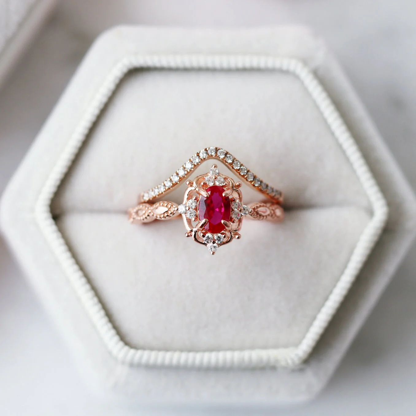 Vintage Ruby Ring in 14K Rose Gold Vermeil - Image 2