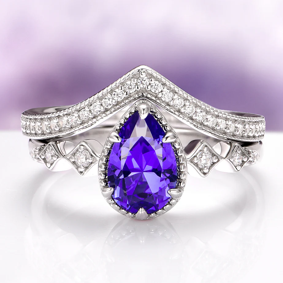 Vintage Tanzanite Ring Set in Sterling Silver