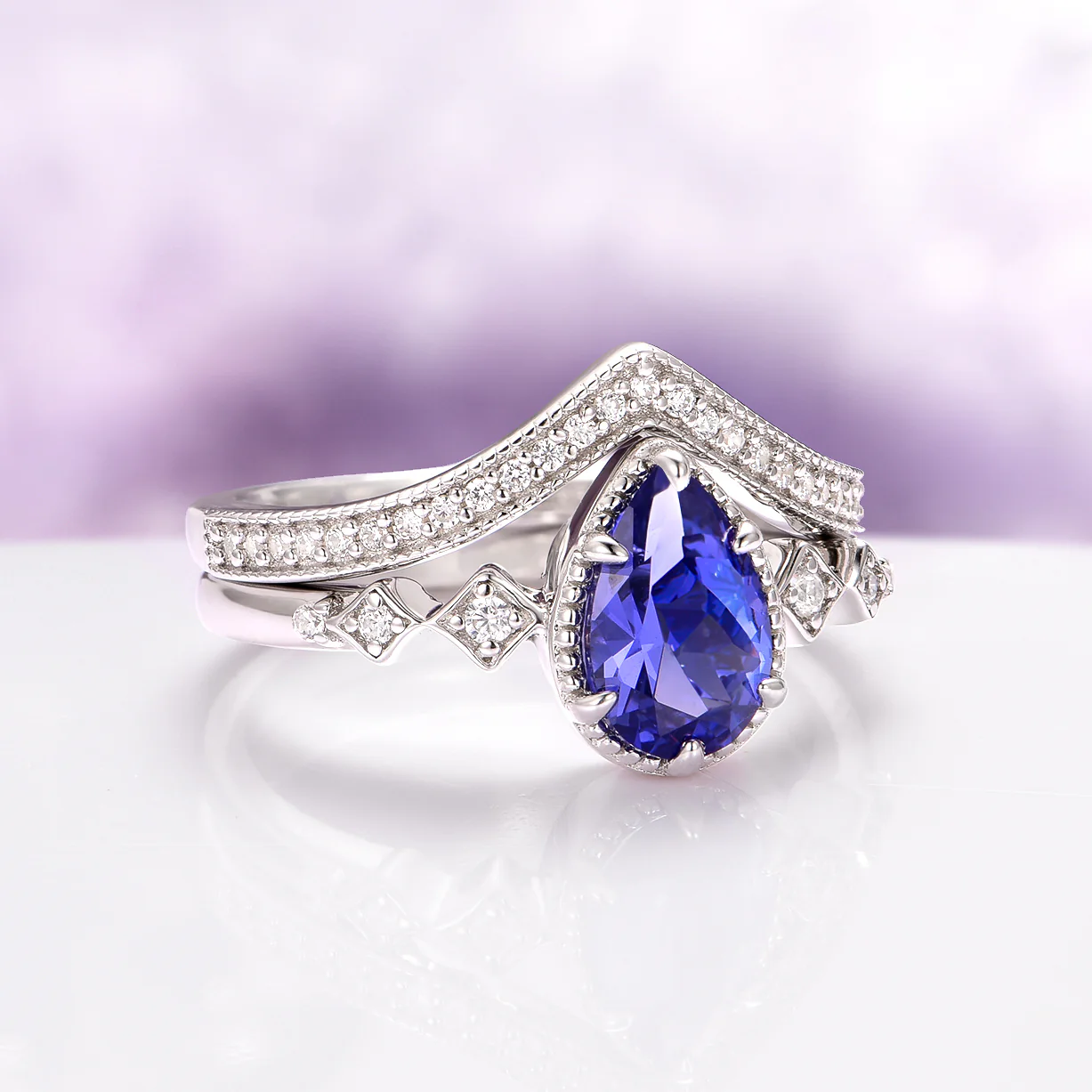 Vintage Tanzanite Ring Set in Sterling Silver - Image 3