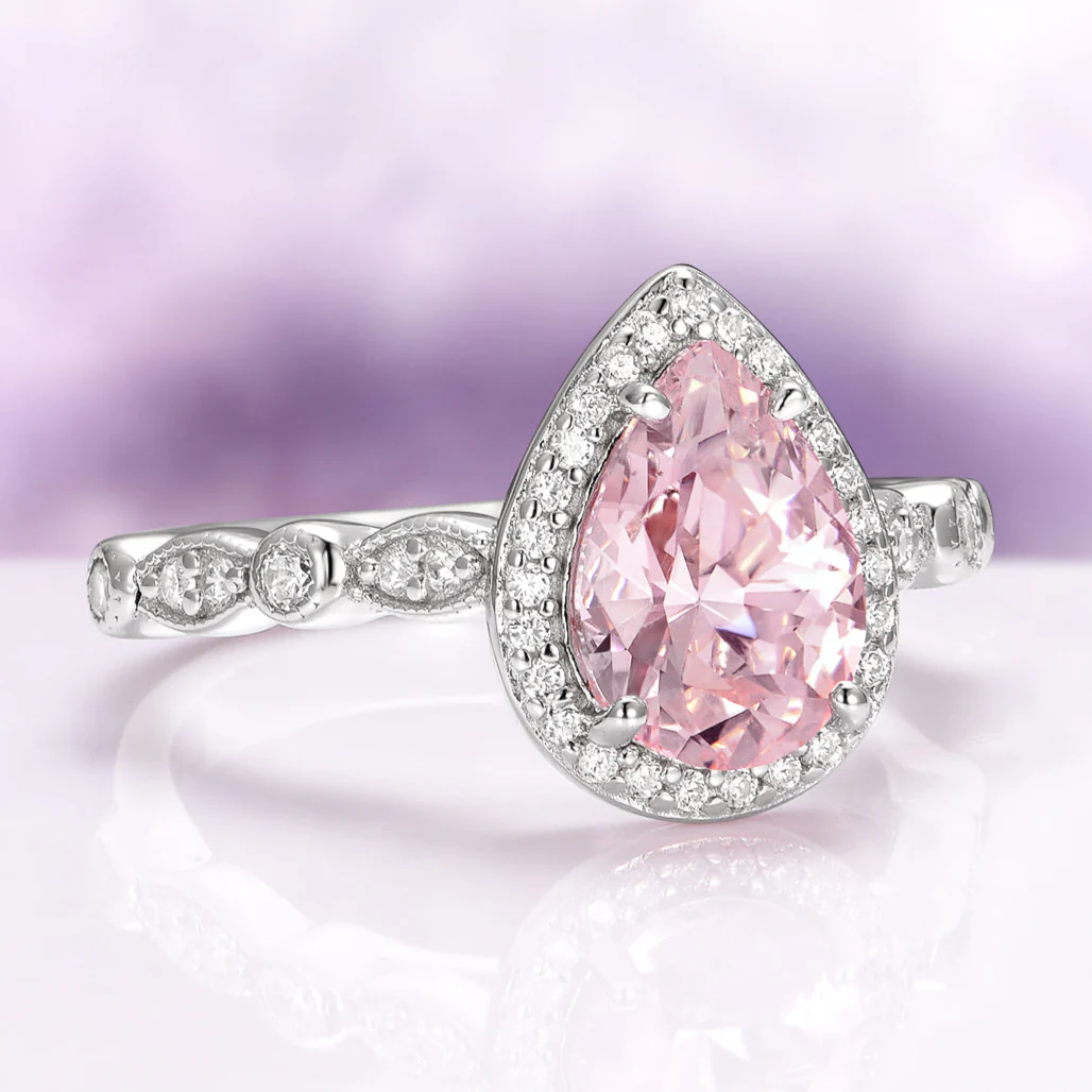 Teardrop Morganite Ring in Sterling Silver - Image 3