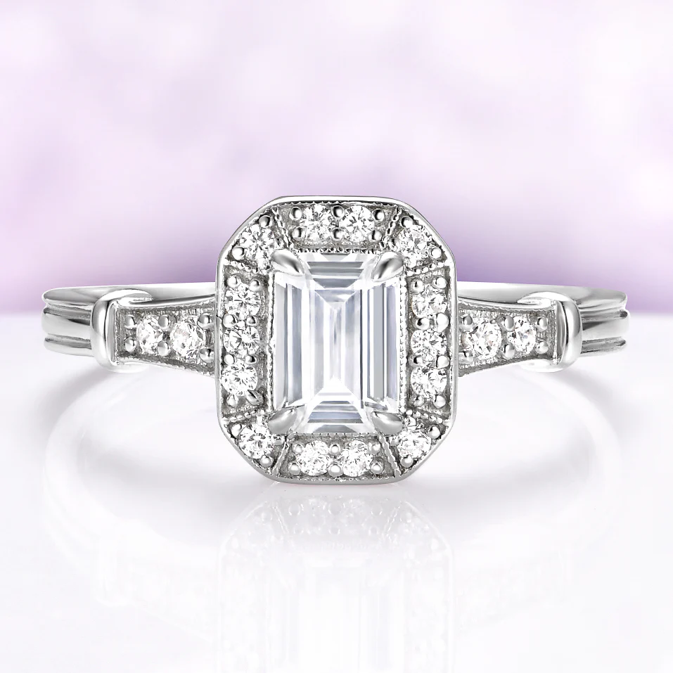 Vintage White Sapphire Ring in Sterling Silver